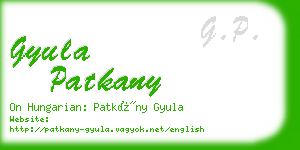 gyula patkany business card